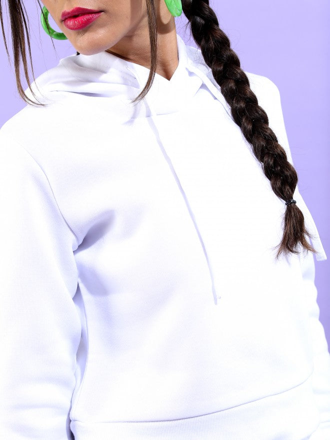 Ketch Women White Hoodie Pullover Sweatshirt - White - Image 5