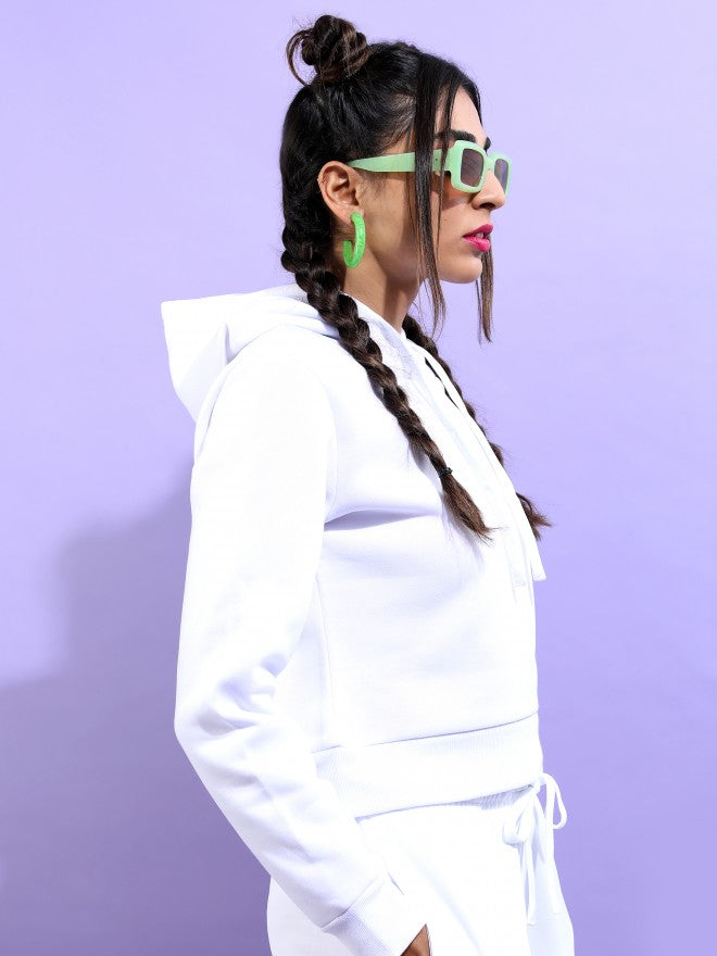 Ketch Women White Hoodie Pullover Sweatshirt - White - Image 6