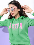 Ketch Women Green Hoodie Pullover Sweatshirt - Green - Image 1