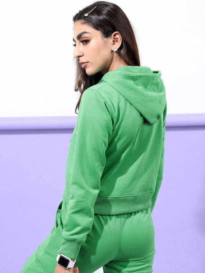 Ketch Women Green Hoodie Pullover Sweatshirt - Green - Image 3