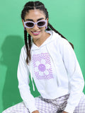 Ketch Women White Hoodie Pullover Sweatshirt - White - Image 1