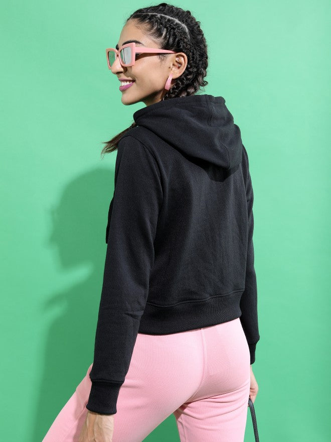 Ketch Women Black Hoodie Pullover Sweatshirt - Black - Image 3