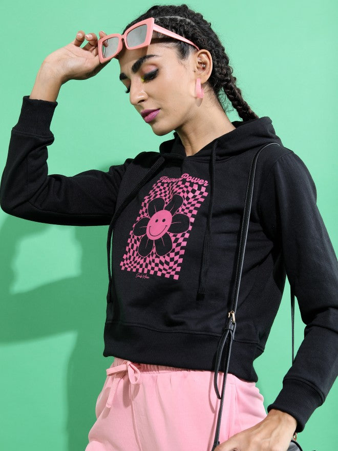 Ketch Women Black Hoodie Pullover Sweatshirt - Black - Image 4