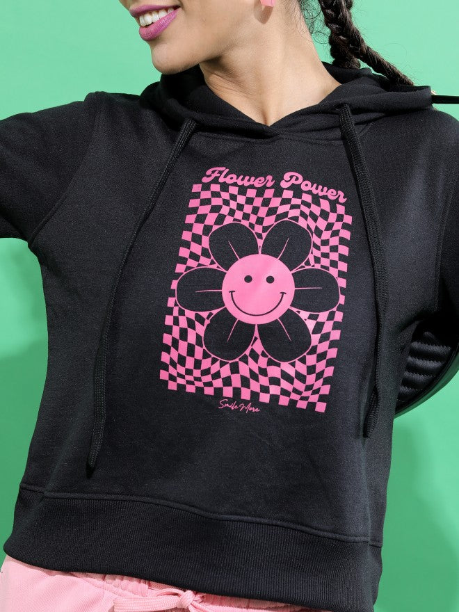 Ketch Women Black Hoodie Pullover Sweatshirt - Black - Image 5