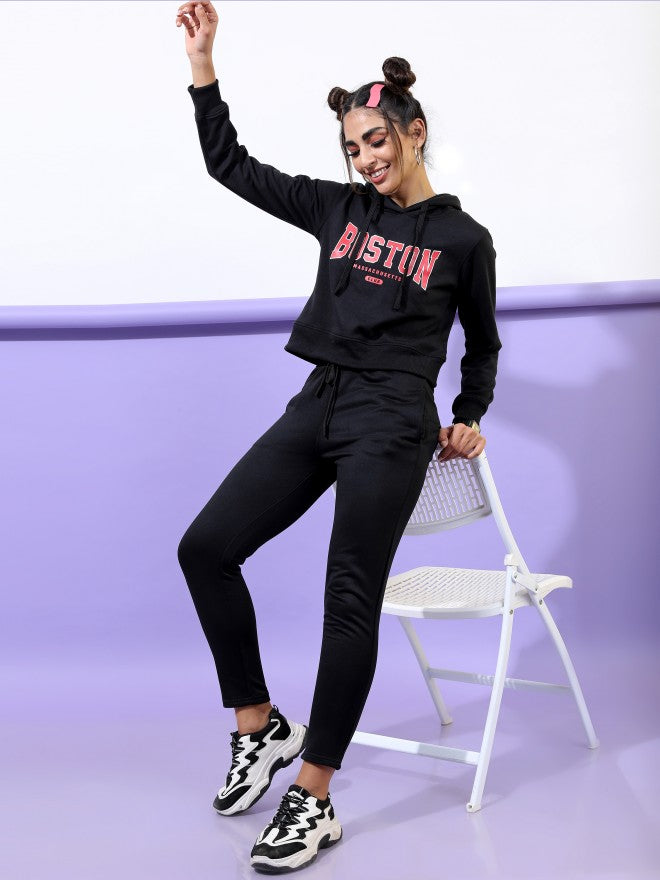Ketch Women Black Hoodie Pullover Sweatshirt - Black - Image 2