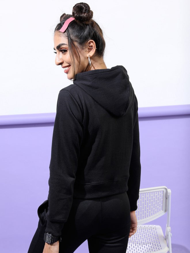 Ketch Women Black Hoodie Pullover Sweatshirt - Black - Image 3