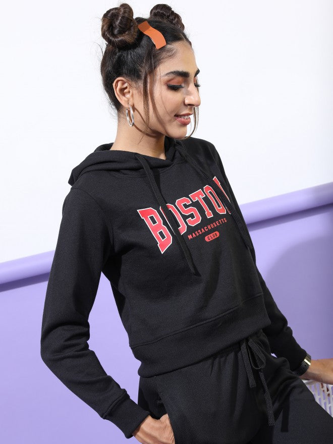 Ketch Women Black Hoodie Pullover Sweatshirt - Black - Image 6
