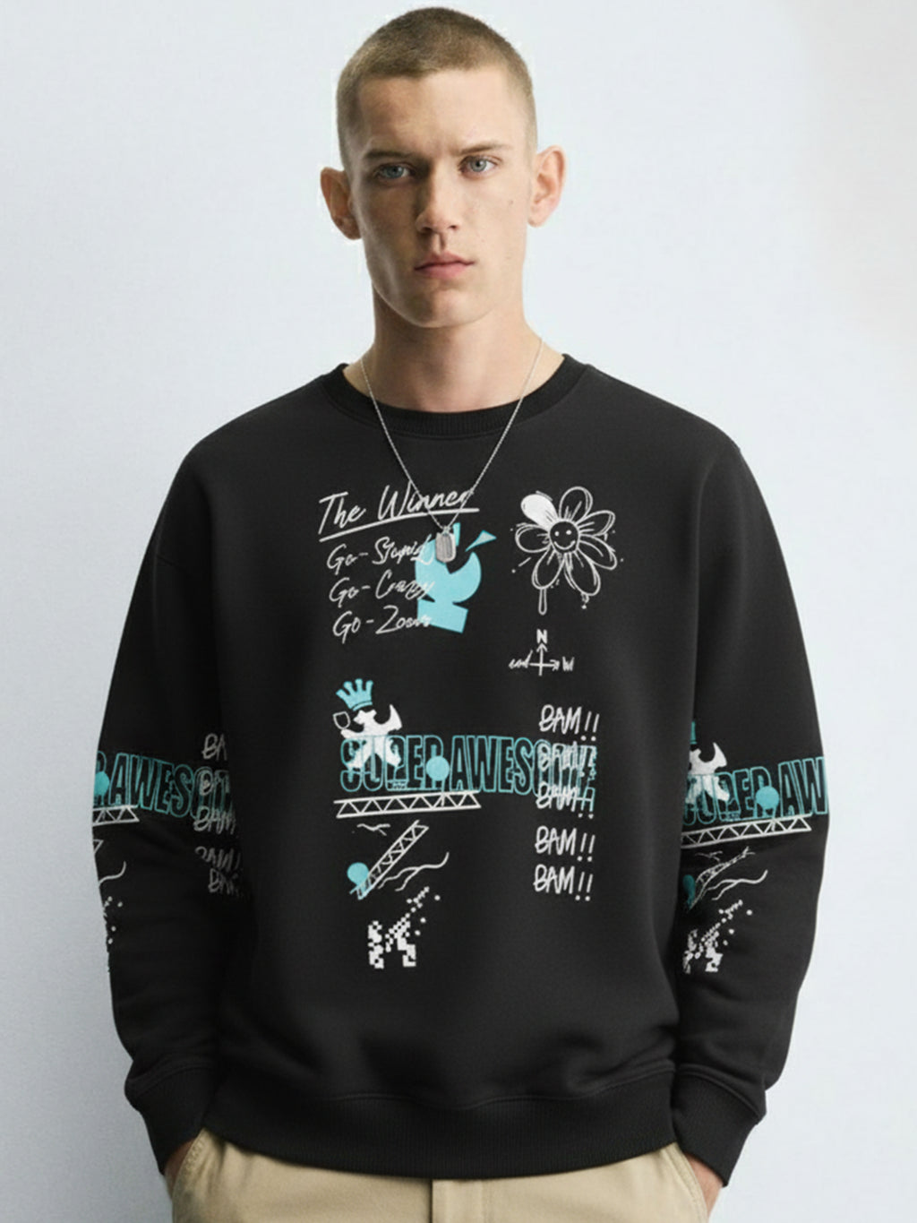 Ketch Men Black Round Neck Pullover Sweatshirt - Black - Image 1