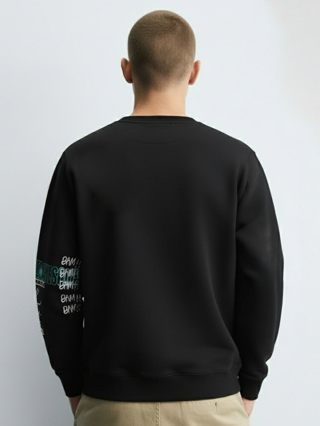 Ketch Men Black Round Neck Pullover Sweatshirt - Black - Image 2
