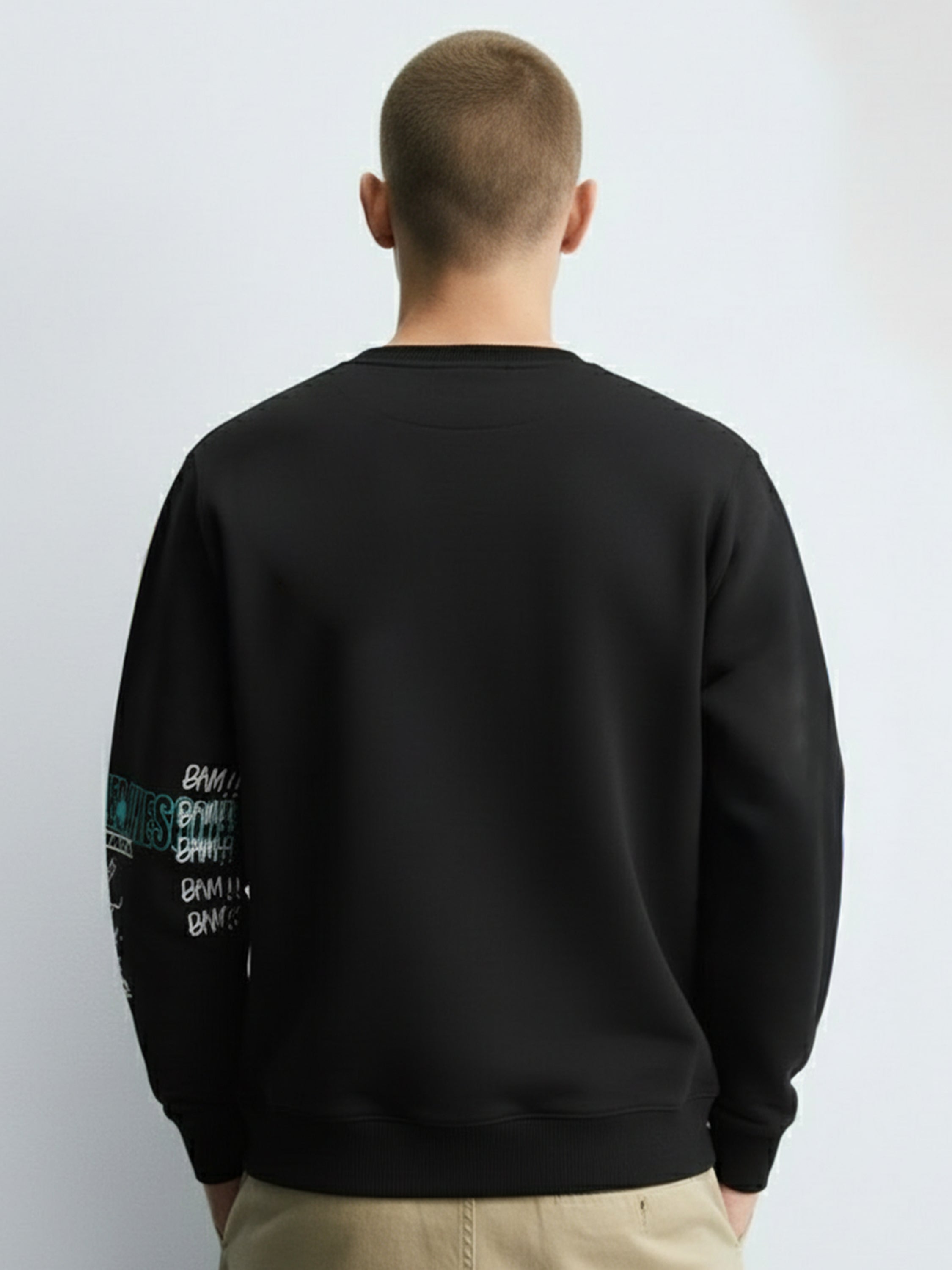Ketch Men Black Round Neck Pullover Sweatshirt - Black - Image 2