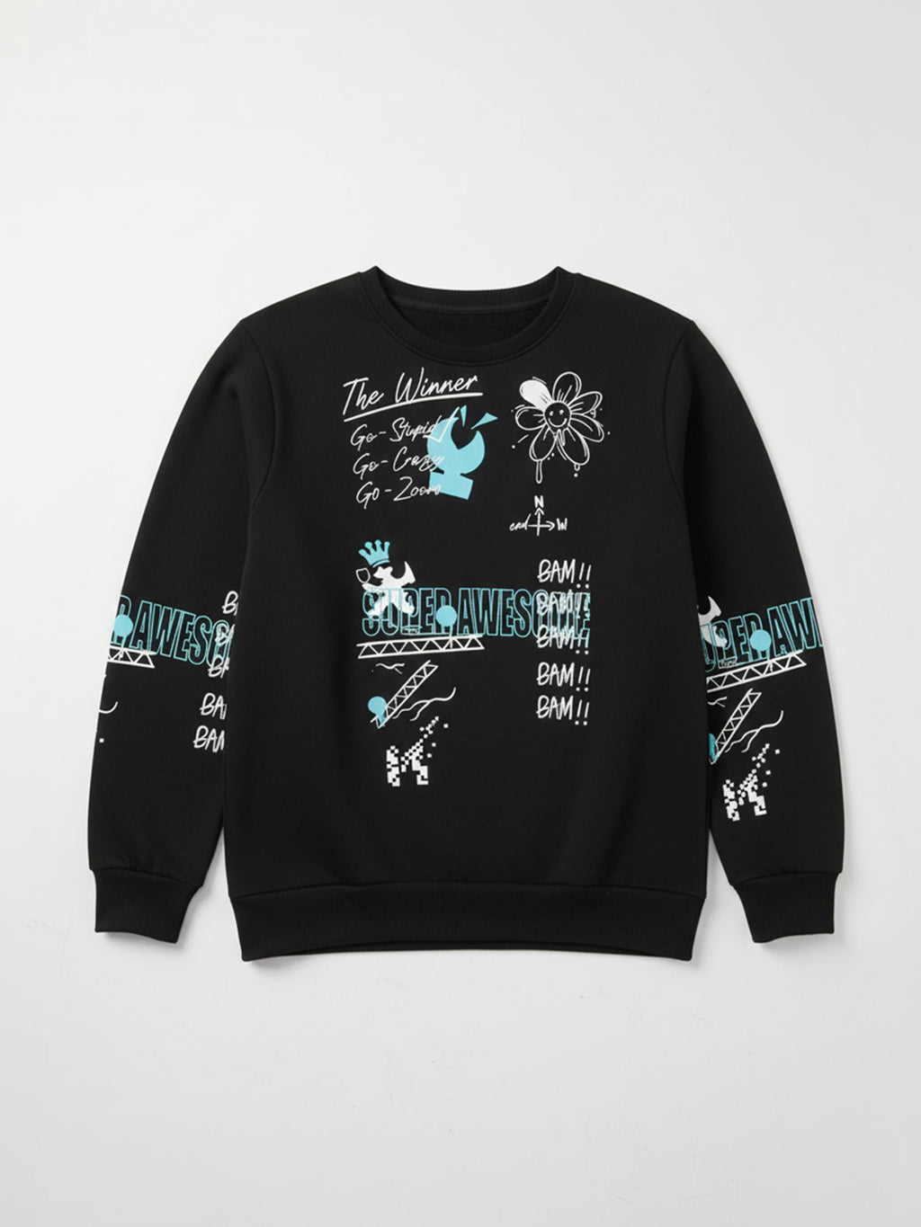Ketch Men Black Round Neck Pullover Sweatshirt - Black - Image 5