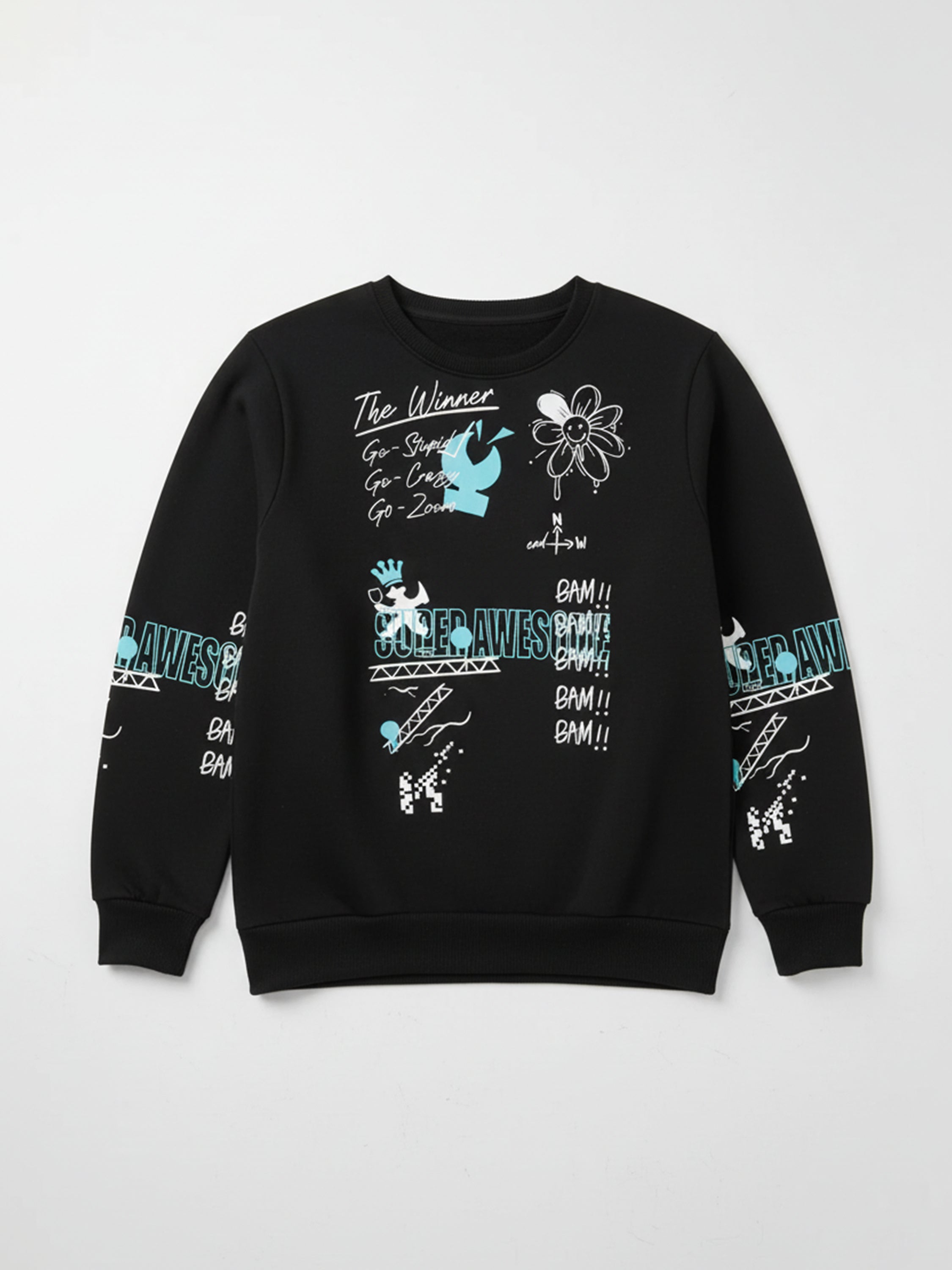 Ketch Men Black Round Neck Pullover Sweatshirt - Black - Image 5