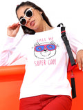 Ketch Women White Round Neck Pullover Hoodie Sweatshirt - White - Image 1