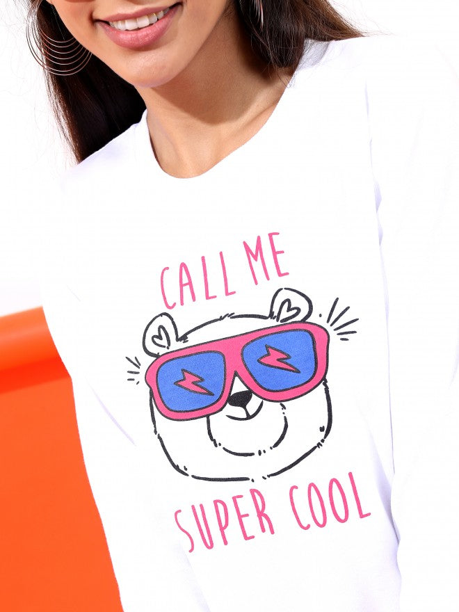 Ketch Women White Round Neck Pullover Hoodie Sweatshirt - White - Image 5