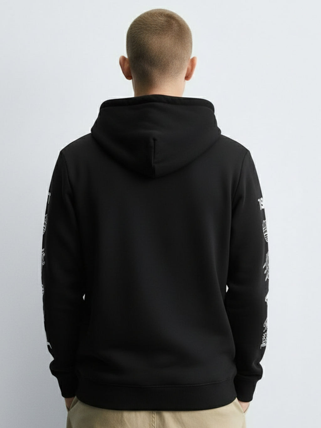 Ketch Men Black Hooded Pullover Sweatshirt - Black - Image 2