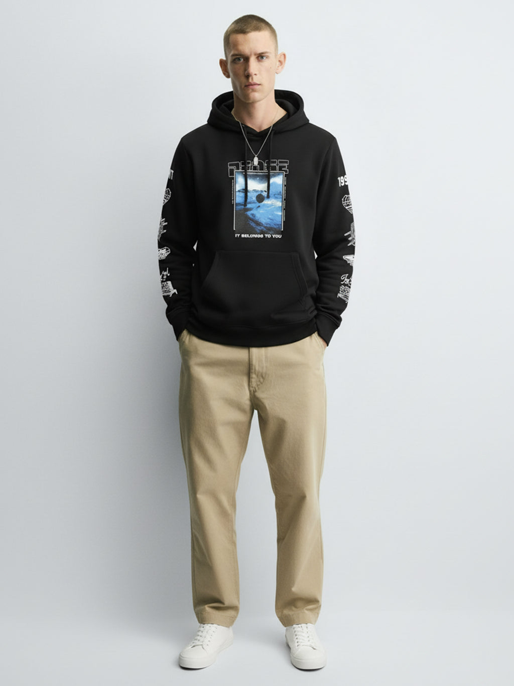 Ketch Men Black Hooded Pullover Sweatshirt - Black - Image 3