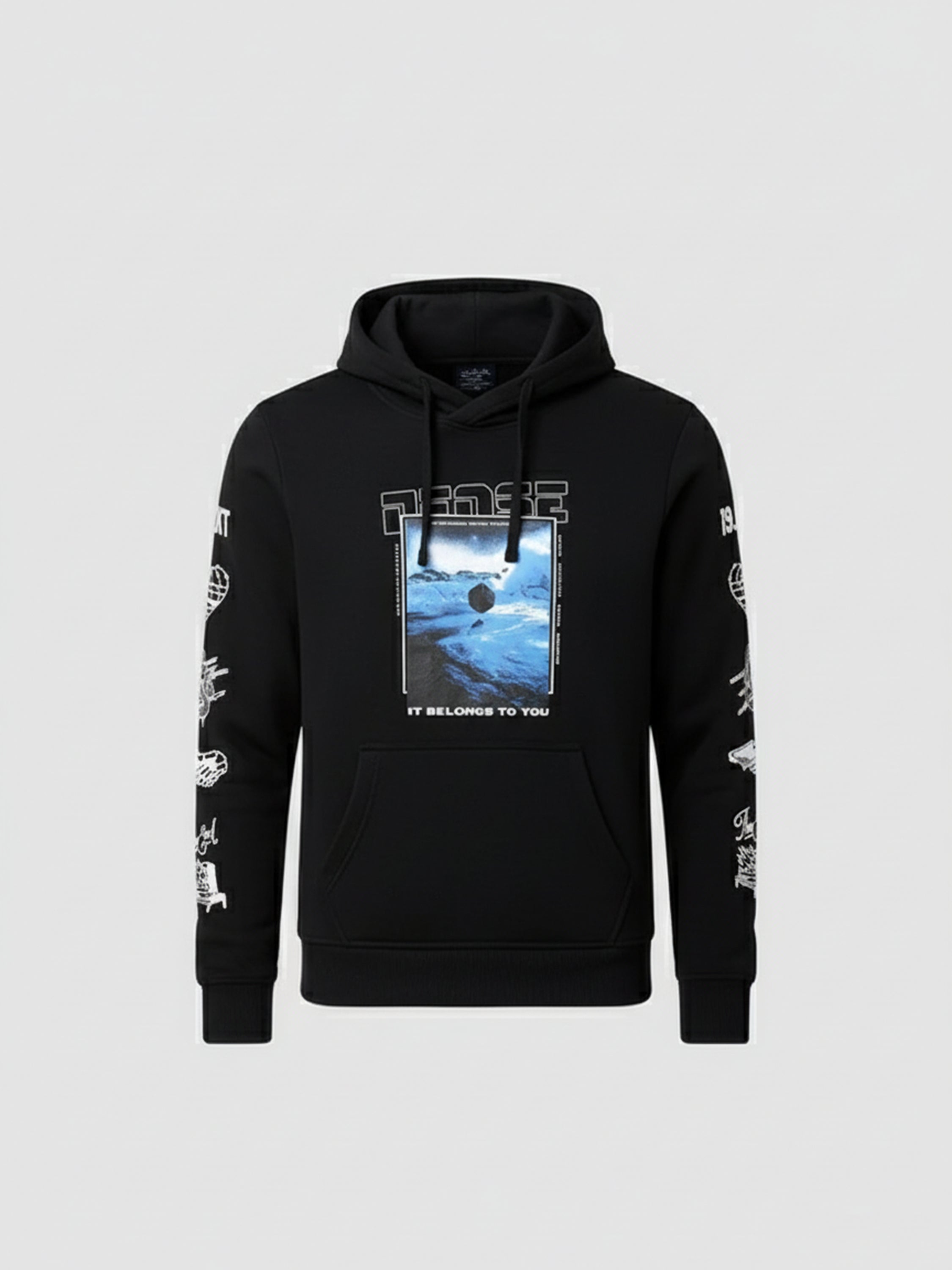 Ketch Men Black Hooded Pullover Sweatshirt - Black - Image 4