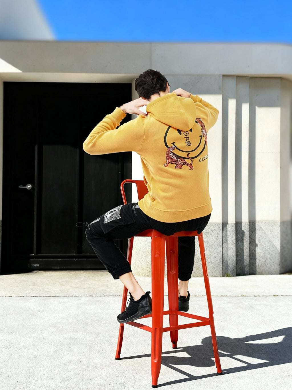 Ketch Men Yellow Hooded Pullover Sweatshirt - Yellow - Image 3