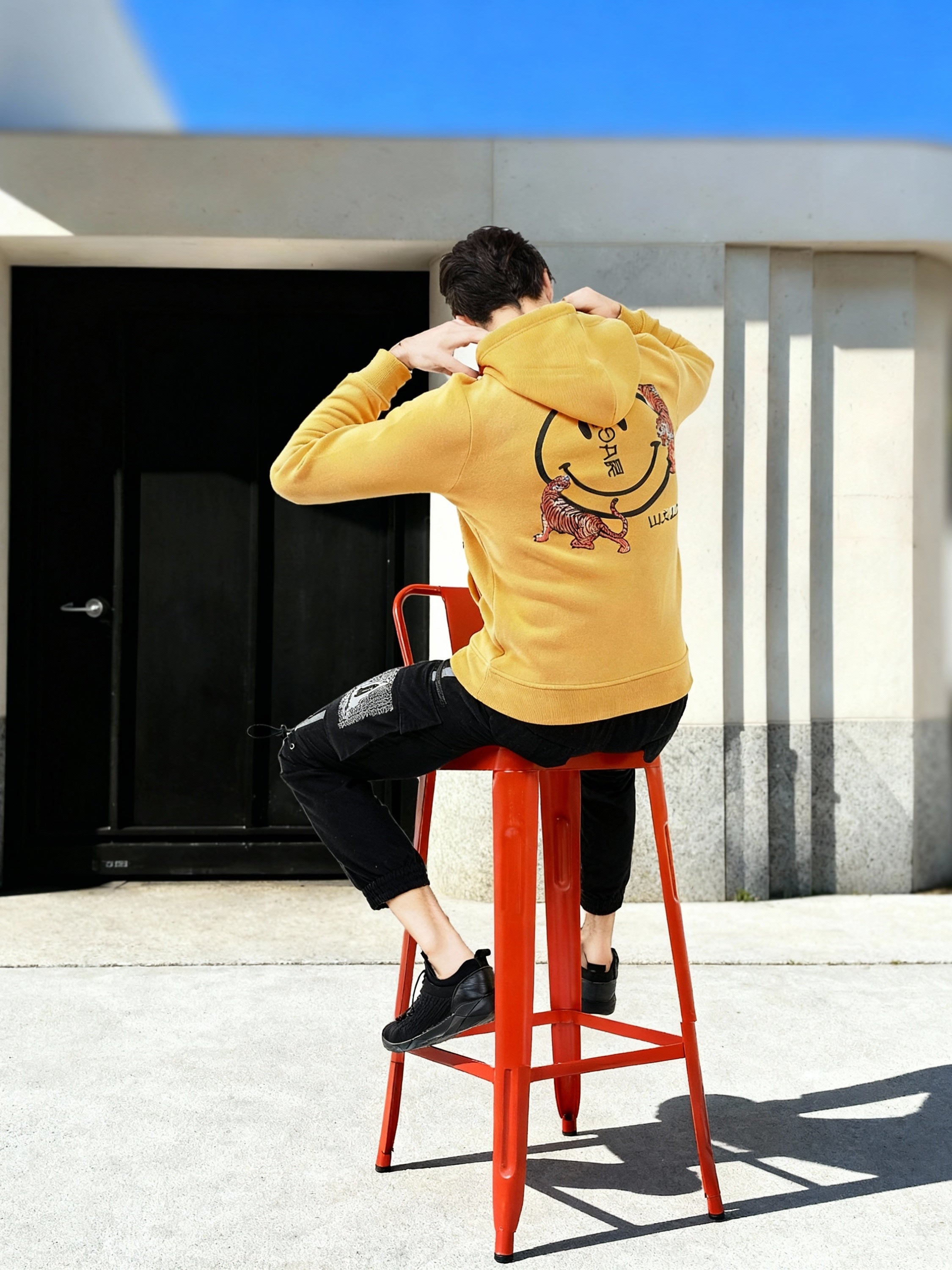 Ketch Men Yellow Hooded Pullover Sweatshirt - Yellow - Image 3
