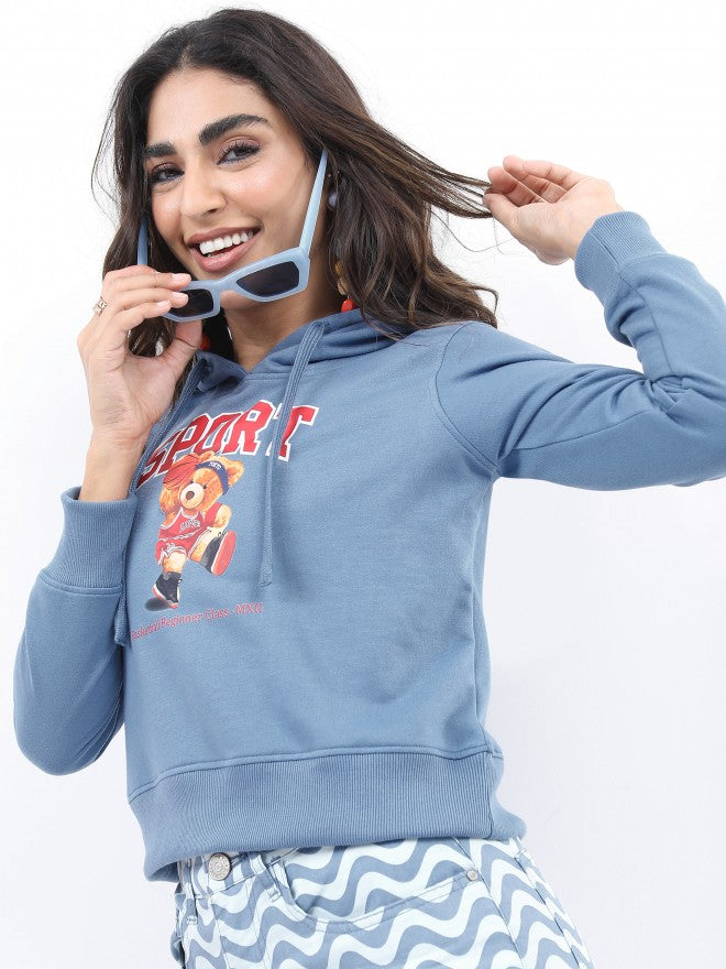 Ketch Women Blue Hoodie Pullover Sweatshirt - Blue - Image 4