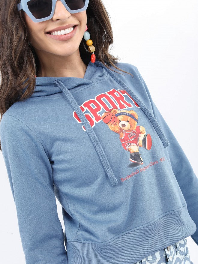 Ketch Women Blue Hoodie Pullover Sweatshirt - Blue - Image 5