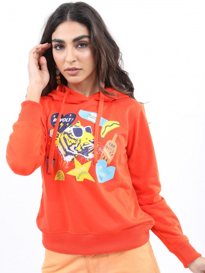 Ketch Women Red Hoodie Pullover Sweatshirt - Red - Image 4
