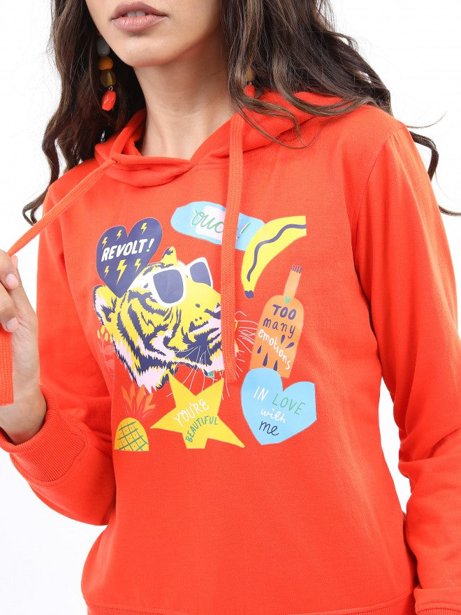 Ketch Women Red Hoodie Pullover Sweatshirt - Red - Image 5