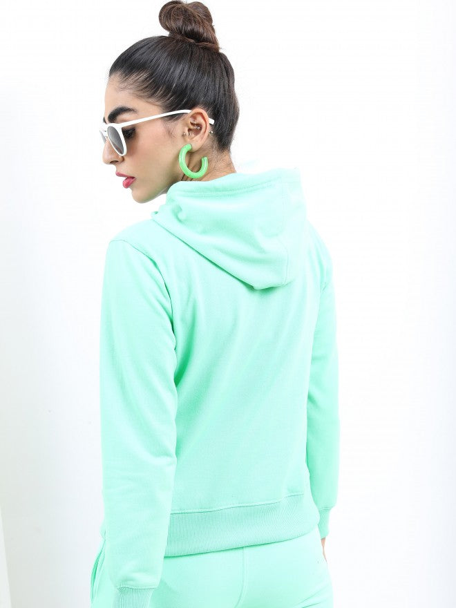 Ketch Women Green Hoodie Pullover Sweatshirt - Green - Image 3