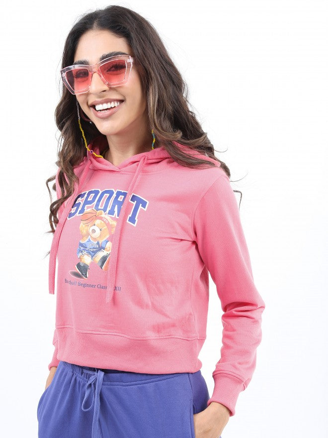 Ketch Women Pink Hoodie Pullover Sweatshirt - Pink - Image 4