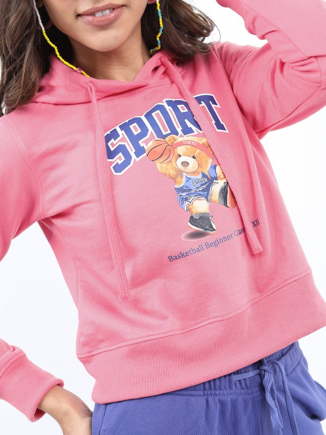 Ketch Women Pink Hoodie Pullover Sweatshirt - Pink - Image 5