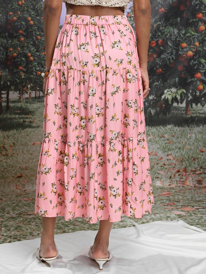 Ketch Women Pink/White/Multi Midi Skirt - Pink - Image 3