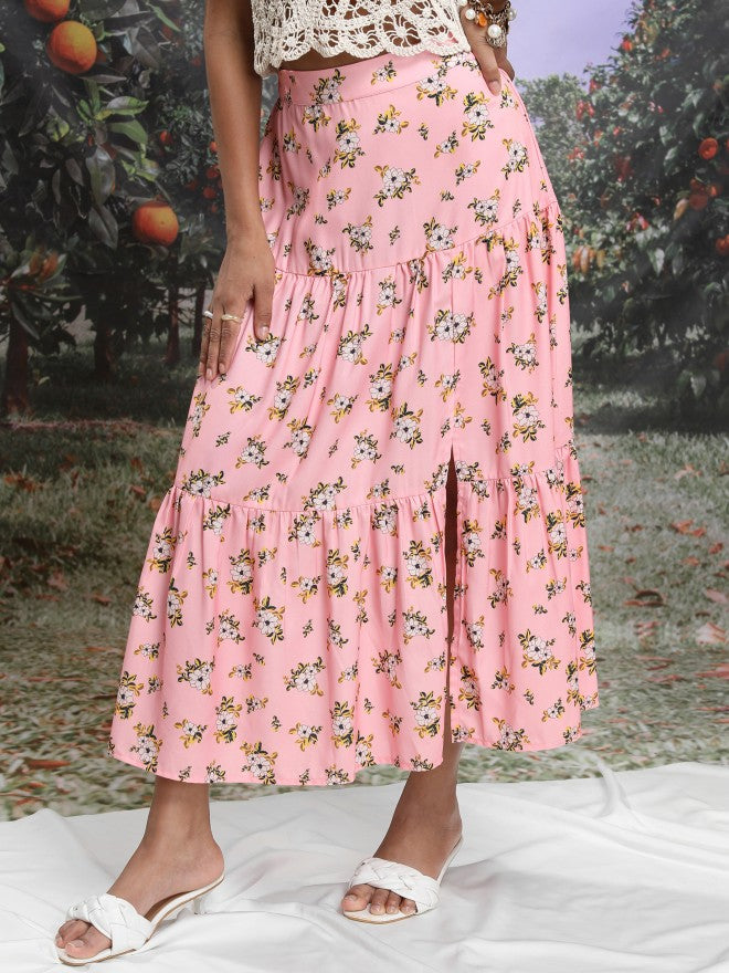 Ketch Women Pink/White/Multi Midi Skirt - Pink - Image 4