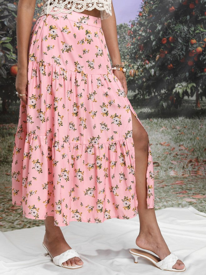 Ketch Women Pink/White/Multi Midi Skirt - Pink - Image 6