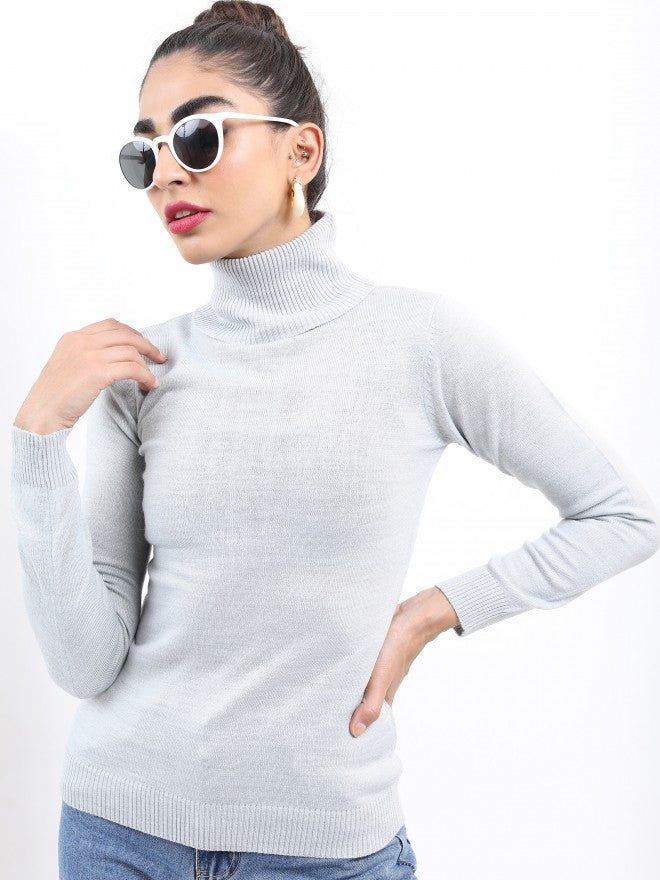 Ketch Women Grey Turtle Neck Pullover Sweater - Grey - Image 1