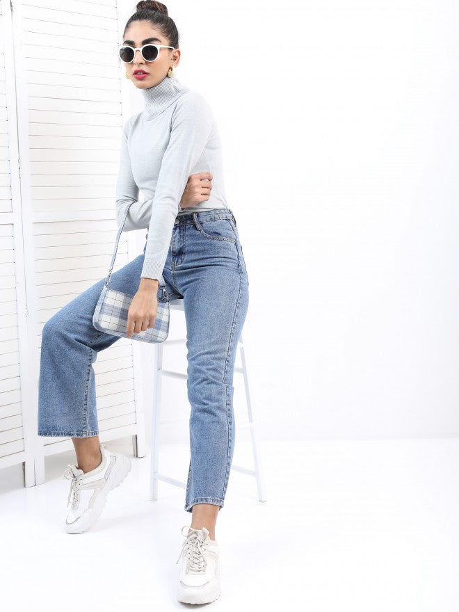 Ketch Women Grey Turtle Neck Pullover Sweater - Grey - Image 2