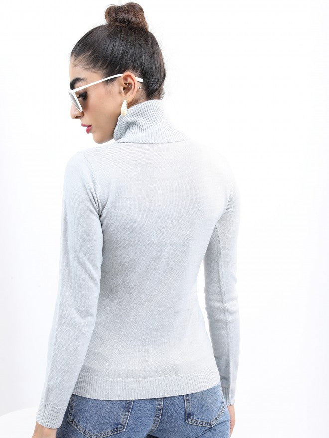 Ketch Women Grey Turtle Neck Pullover Sweater - Grey - Image 3