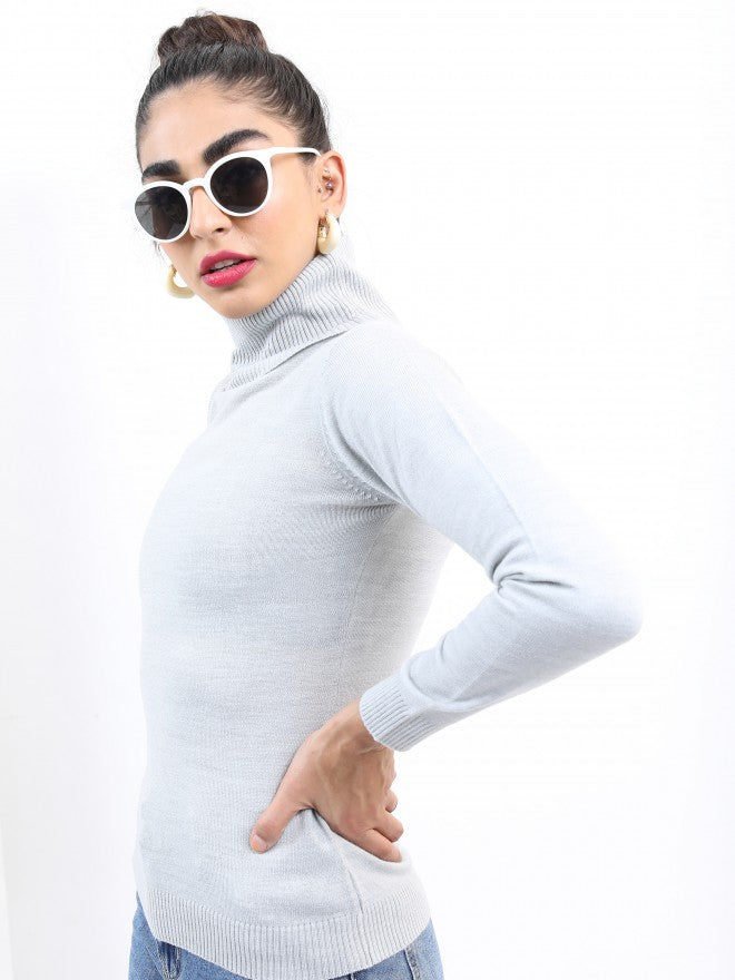 Ketch Women Grey Turtle Neck Pullover Sweater - Grey - Image 4