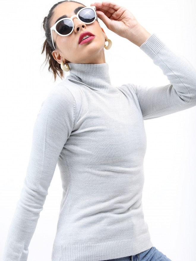 Ketch Women Grey Turtle Neck Pullover Sweater - Grey - Image 6