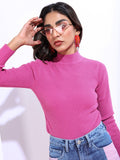 Ketch Women Pink Round Neck Pullover Sweater - Pink - Image 1