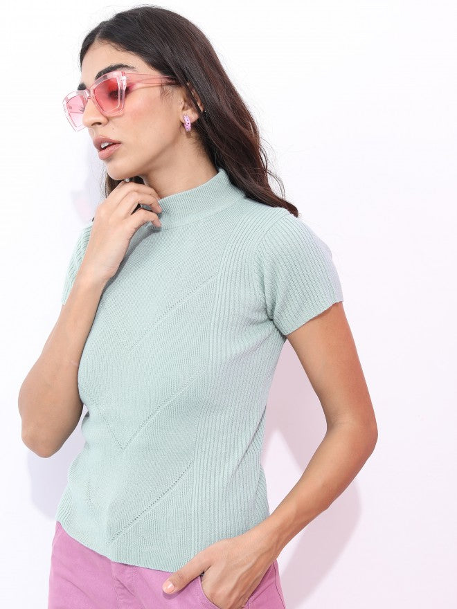 Ketch Women Blue Round Neck Pullover Sweater - Blue - Image 4