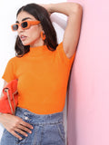 Ketch Women Orange Round Neck Pullover Sweater - Orange - Image 1