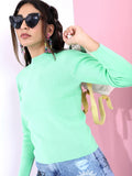 Ketch Women Green Round Neck Pullover Sweater - Green - Image 1