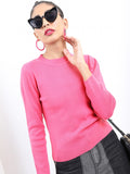 Ketch Women Pink Round Neck Pullover Sweater - Pink - Image 1