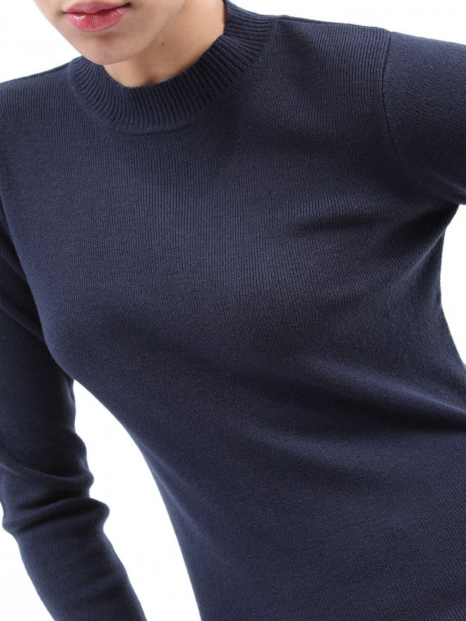 Ketch Women Navy Round Neck Pullover Sweater - Navy Blue - Image 5