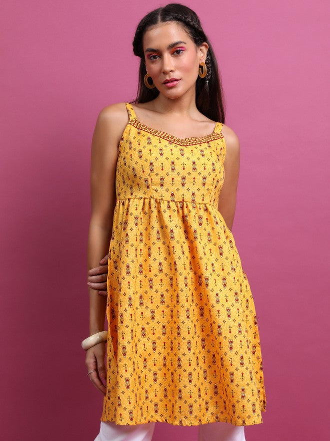Ketch Women Mustard Printed Tunic - Mustard - Image 1