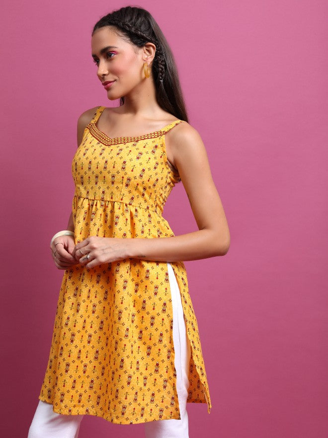 Ketch Women Mustard Printed Tunic - Mustard - Image 4