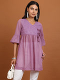 Ketch Women Mauve Embroidered Tunic - Mauve - Image 1