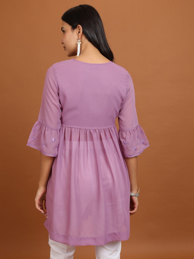 Ketch Women Mauve Embroidered Tunic - Mauve - Image 3