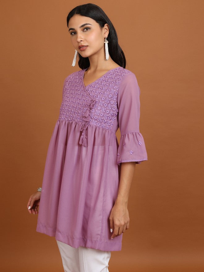 Ketch Women Mauve Embroidered Tunic - Mauve - Image 4