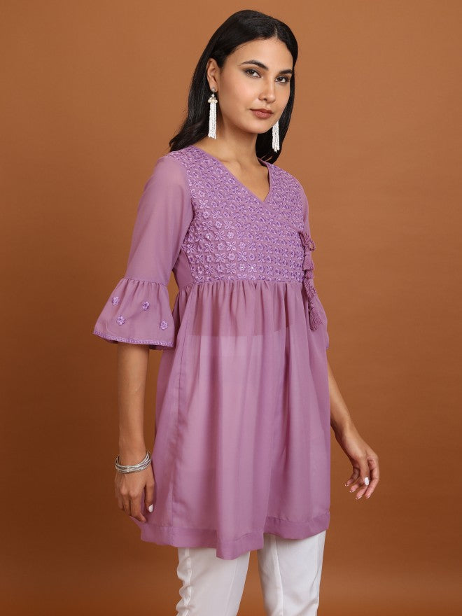 Ketch Women Mauve Embroidered Tunic - Mauve - Image 6